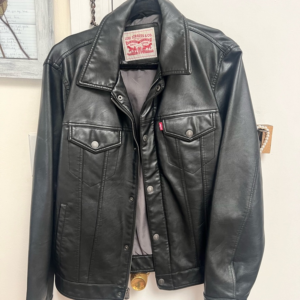 Levi's Black Leather Jacket for Men